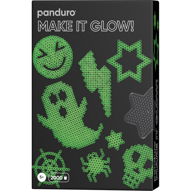 Rörpärlor Midi kit Make it Glow in the dark, 2000 spooky självlysande pärlor à Ø5 mm & 3 pärlplattor!