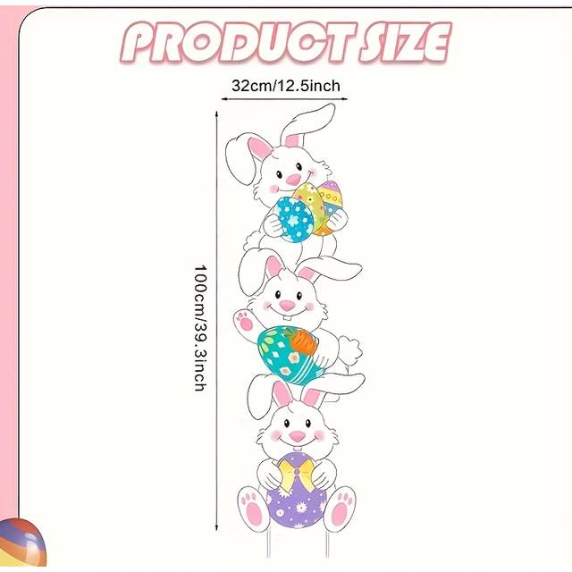 TEMU 3pcs Tumbling Bunnies Yard Stakes 43.3" Outdoor Easter Decorations Corrugated Plastic Funny Easter Yard Signs Easter Outdoor Lawn Garden Decorations
