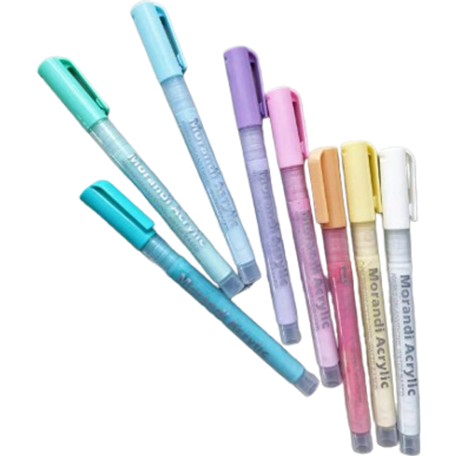 SHEIN 8pcs Pastel Color Acrylic Marker Paint Pen Set For Office, School, Drawing, Writing Back To School