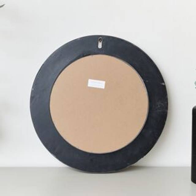Round Rustic Pale Brown Wood Effect Wall Mirror 65cm x 65cm Material: Mirrors