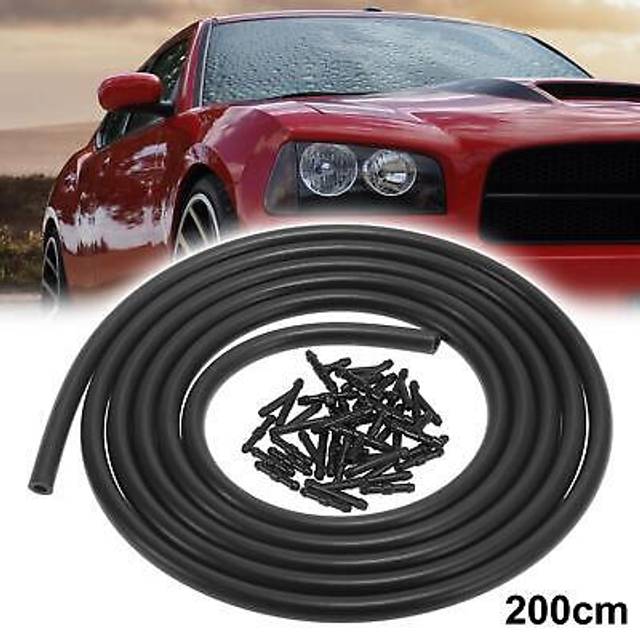 Car Windshield Washer Hose Kit Washer Fluid Hose W/ Hose Connectors 200cm 6.5ft