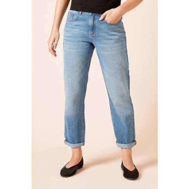 Womens Boyfriends Ankle Grazer Fold Up Jeans - Light Wash - 12