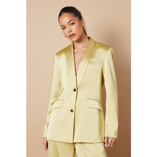 Satin Slim Tailored Blazer - Olive - 6