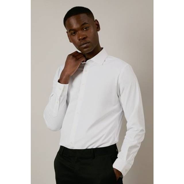 Mens White Regular Fit Easy Iron Shirt - 17.5 in