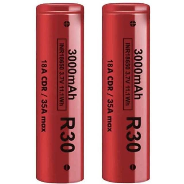 2x Vapcell R30 18650 3000mAh 18A 30A 3.7V Battery Flat