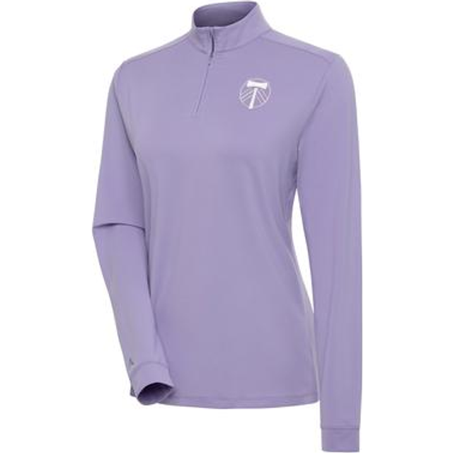 Women's Antigua Purple Portland Timbers White Logo Finish Quarter-Zip Pullover Top - M