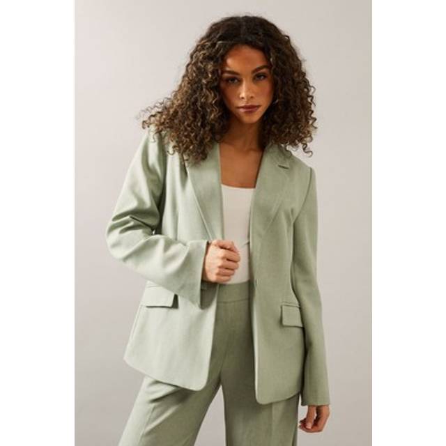 Womens Linen Mix Wrap Detail Blazer - Light Khaki - 12