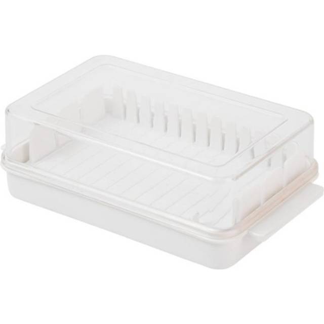 Butter Dish with Lid for Countertop Plastic Butter Keeper and Cutting Slot for Dividing and Storing