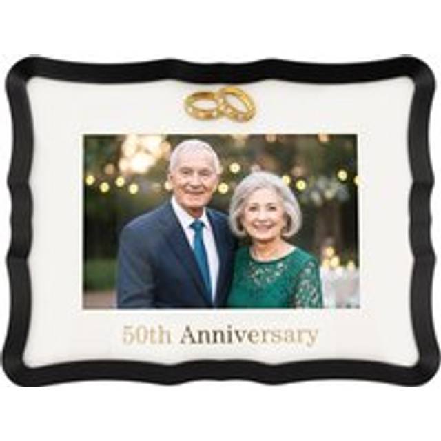 50th Anniversary Landscape 4x6 Frame with Gold Text and Gold Rings - Metallics - One Size