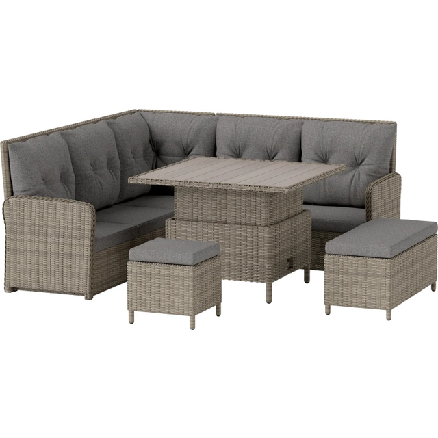 Outsunny Six-Piece Rattan Effect Garden Sofa Set