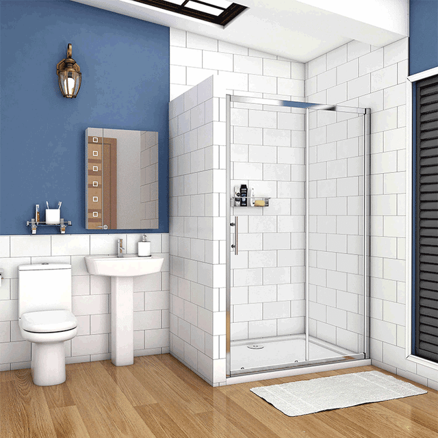 Aica walk in sliding shower enclosure door 5mm safety glass 1000-1700