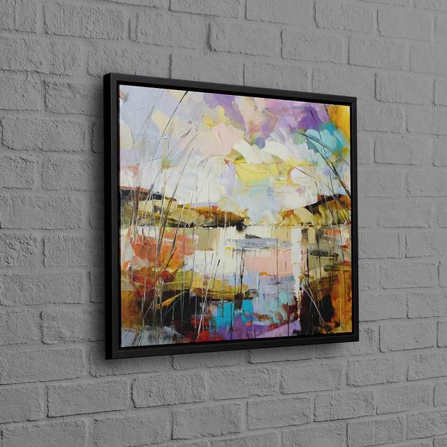 Large Abstract Landscape 3D Oil Painting Print On Canvas Modern Wall Art For Home Decor - Black (150cm H x 150cm W)