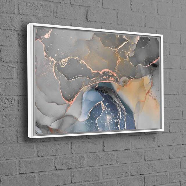 Soft Tones Marble Wall Art With Abstract Design And Modern Gold Accents For A Touch Of Luxury Featuring Marble Print Without Frame - Framed Print without Mat (60 cm H x 90 cm W)