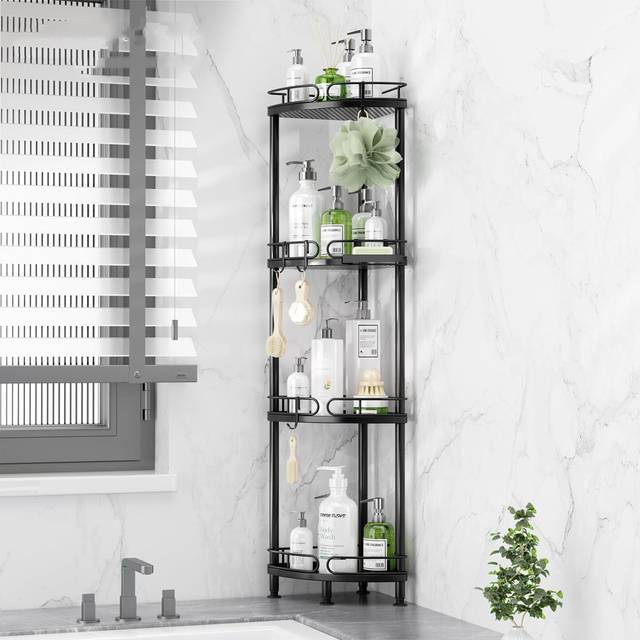 Stainless Steel Shower Caddy - Black (106cm H X 23cm W X 23cm D)