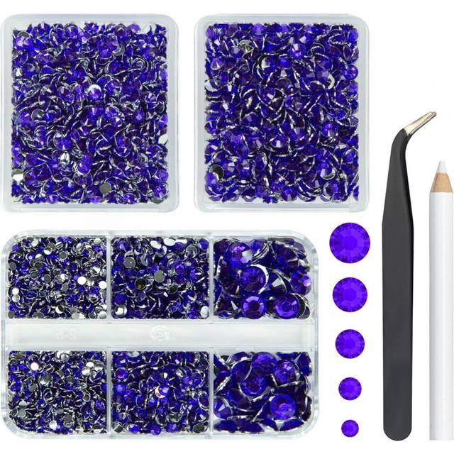 qiipii 3 Boxes 5070PCS Purple Violet Resin Crystal Rhinestones for Crafts Purple Blue Flatback Resin Stones 2mm 3mm 4mm 5mm 6mm Non-Hotfix Gems Diamon