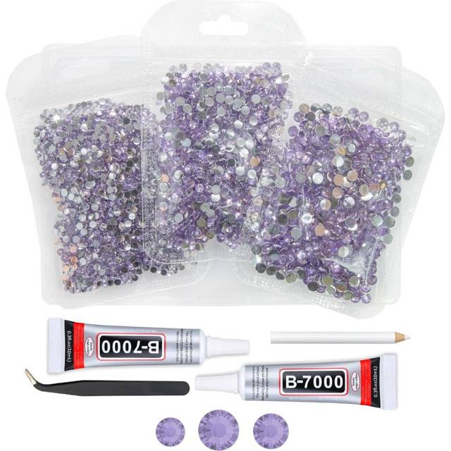 qiipii Light Purple Crystal Resin Rhinestones w B7000 Jewelry Glue for Bedazzling Crafting Flatback Stones 3mm 4mm 5mm Non-Hotfix Diamonds Crystals Ge