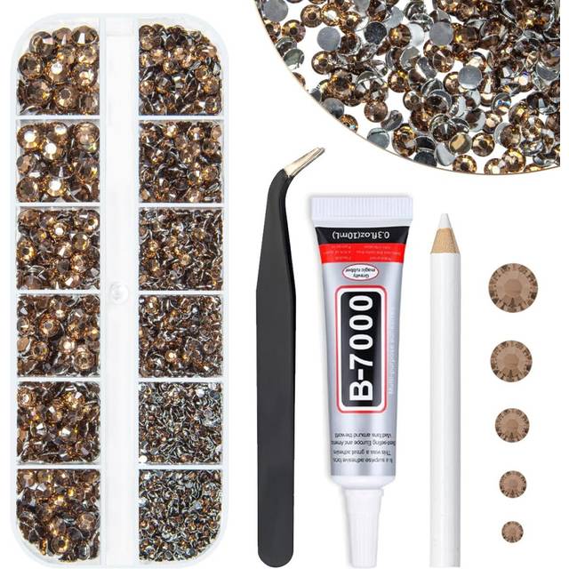 qiipii Brown Crystal Resin Rhinestones w B7000 Jewelry Glue for Bedazzling Crafting Coffee Flatback Stones 2mm 3mm 4mm 5mm 6mm Diamonds Crystals Gems