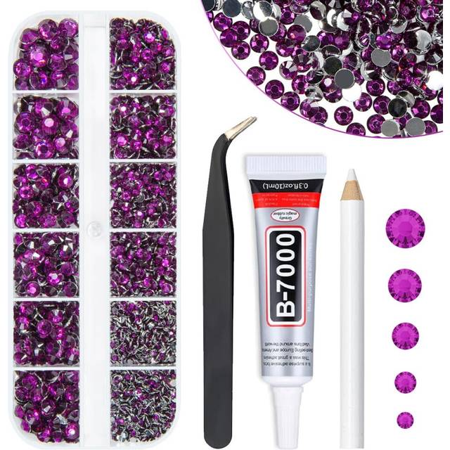 qiipii Grape Purple Crystal Resin Rhinestones w B7000 Jewelry Glue for Bedazzling Crafting Flatback Stones 2mm 3mm 4mm 5mm 6mm Diamonds Crystals Gems