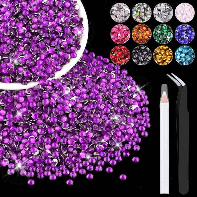 5000PCS 3mm Resin Rhinestones in Bulk (Dark Violet)  Bedazzling Flatback Crystals for Crafts DIY Nail Decoration  Gems Charms for Tumbler Shoes Clothi