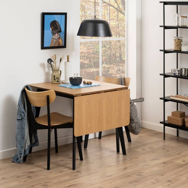 Roxby Extending Dining Table 80-120cm in Oak & Black Included 2 Roxby Dining Chairs in Black and Oak (2)