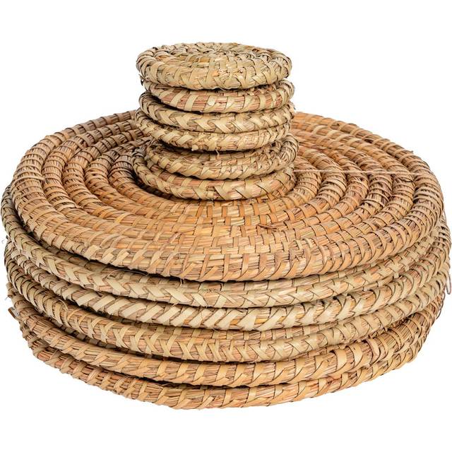 12pc Woven Palm Leaf Placemats & Coasters Set