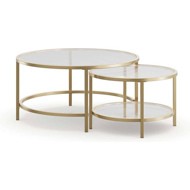 Sofia Glass Coffee Nest of Tables - Gold