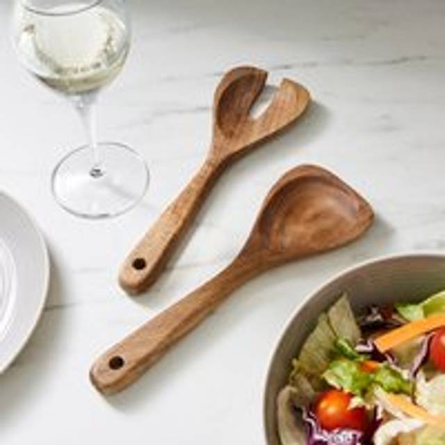 Wooden Salad Spoon & Fork - Natural