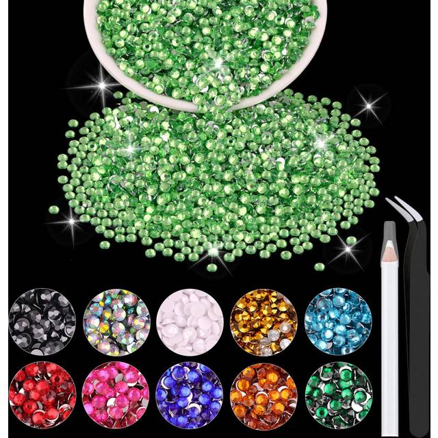 5000PCS 2mm Resin Rhinestones in Bulk (Light Green)  Bedazzling Flatback Crystals for Crafts DIY Nail Decoration  Gems Charms for Tumbler Shoes Clothi