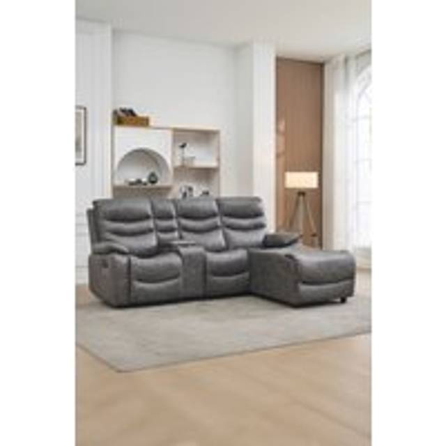 More4homes - avon chaise technology fabric manual recliner sofa (Charcoal)