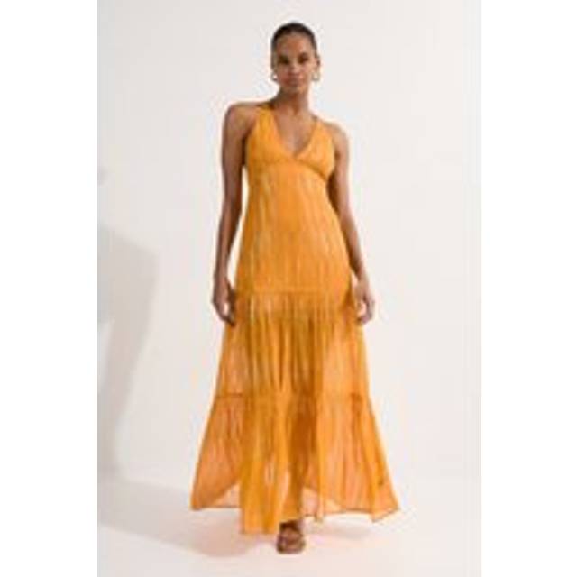 Strappy Metallic Viscose Georgette Beach Dress - Mango