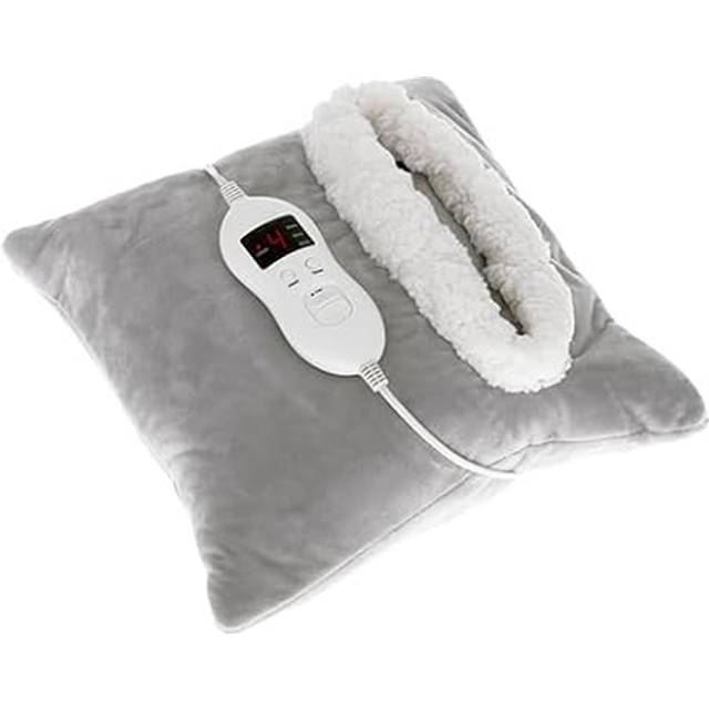 Electric Heated Pillow for Neck and Shoulder Pain with Fleece Pocket - 38cm X 38cm Electric Heat Pad Hand Warmer for Neck Pain Relief - Mains Powered