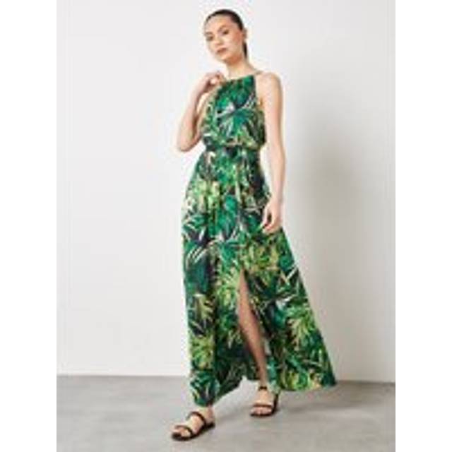 Apricot Women's Navy Leaf Print Sleeveless Maxi Dress New Look - UK 14