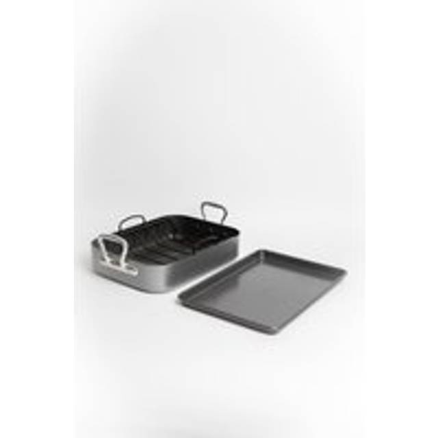 MasterClass Set of Non-Stick Roaster with Rack 36x27.5x7.5cm and Baking Tray 39x27x2cm - Grey - One Size