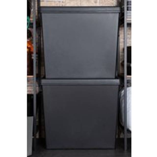 Wham Bam 2 x 92L Stackable Recycled Plastic Storage Box & Lid - Black - One Size