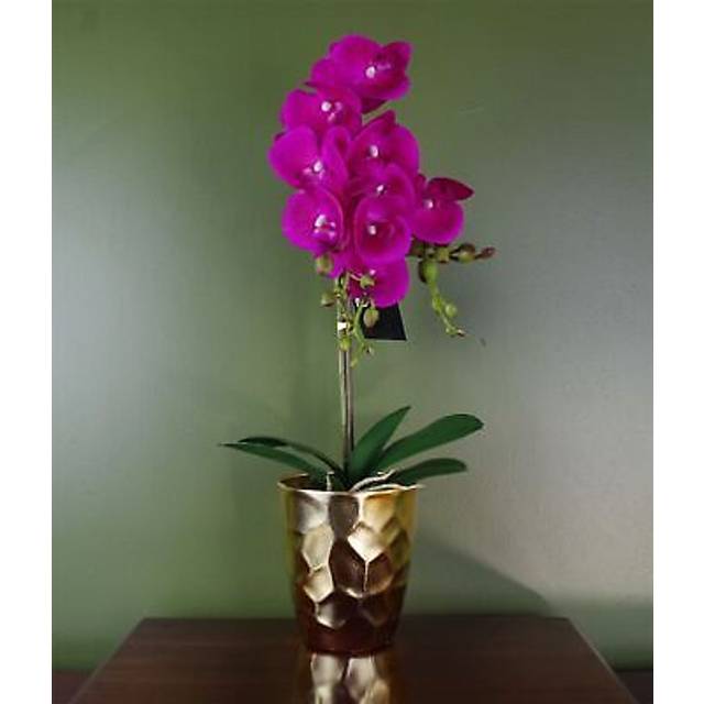 54cm Artificial Orchid Plant Dark Pink Gold Pot