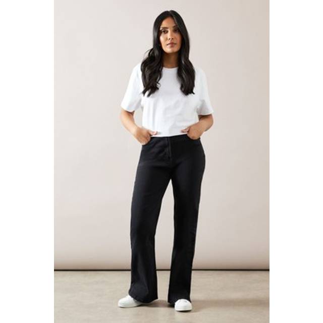 Wallis womens bootcut jeans black cotton rich woven fabric petite fit