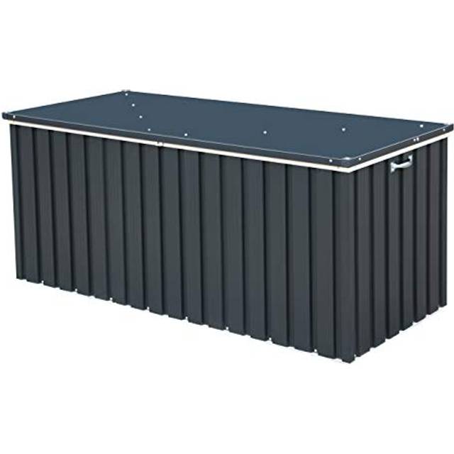 Duramax DH 1.7 Metal Cushion Box (770 L) with Hydraulic Gas Cylinder & Padlock Eye, Outdoor Deck Box and Garden Furniture Organizer, Anthracite &