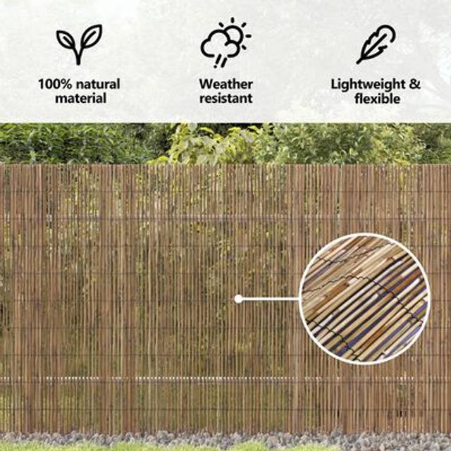 vidaXL Garden Reed Fence 600x140 cm - Brown