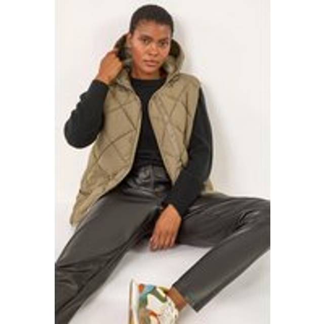 Hooded Quilt Gilet - Khaki - 18