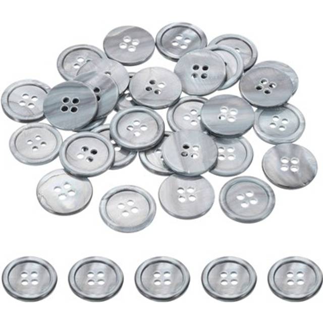 30 Pcs 20mm Mother Of Pearl Buttons, 4 Holes Mop Pearl Shell Buttons, Gray