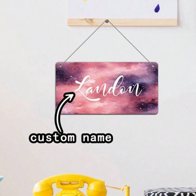 SHEIN 1PC No Lanyard DIY Brilliant Starry Sky Custom Name Hanging Plaque For Home Decor Personalized Name Wall Hanging Sign Bedroom Door Decor, Valentine Da