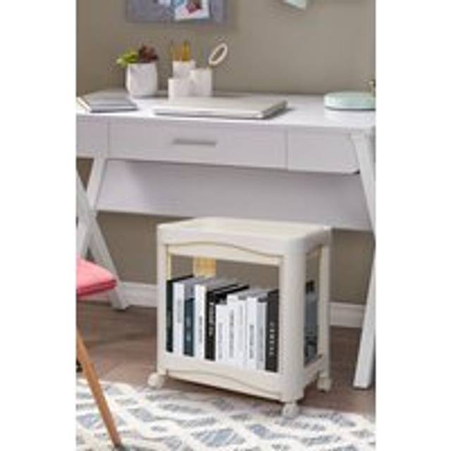 Living And Home 2-Tier Kitchen Fruit Storage Cart Vegetable Rolling Trolley Rack Bookshelf In White - One Size