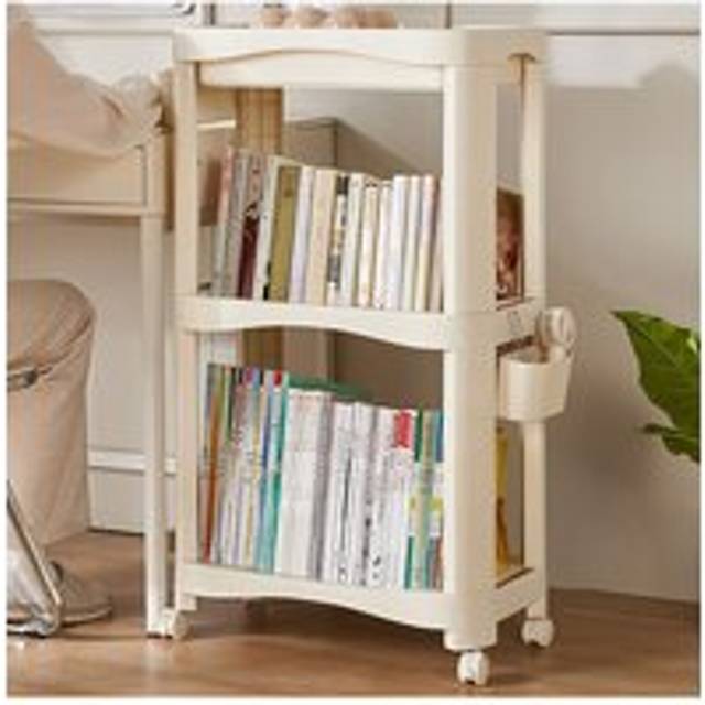 3-Tier Kitchen Fruit Storage Cart Vegetable Rolling Trolley Rack Bookshelf - White - One Size