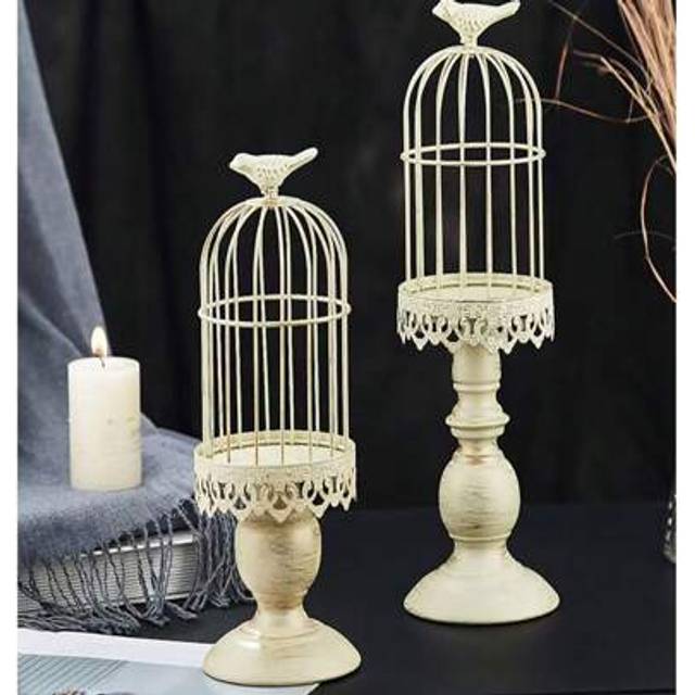 SHEIN 1pc European Style Birdcage Candle Holder, Vintage Candle Stick Holders, Wedding Candle Centerpieces For Tables, Iron Candlestick Holder Home Decor We
