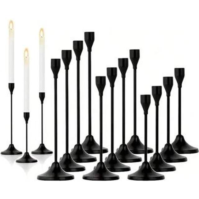 SHEIN Multi-Pack Black Metal Cone-Shaped Candle Holders, Romantic European Style Home Candle Lighting Dinner, Wedding Decor, Room Decor, Home Decor, Multi-O