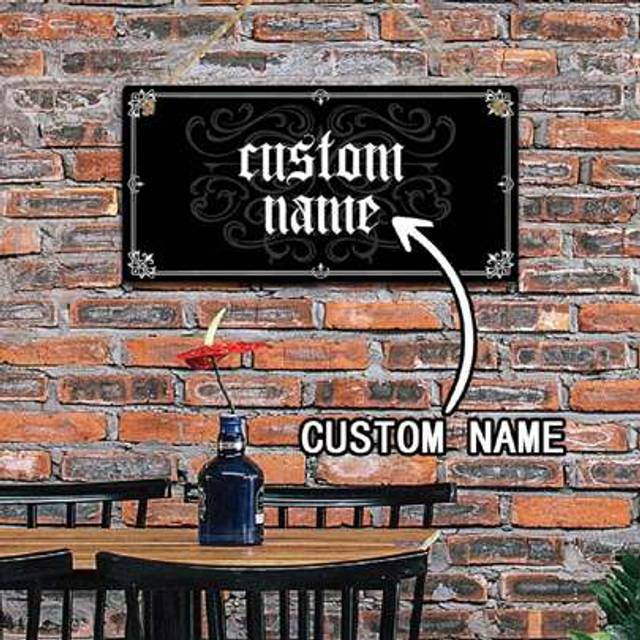SHEIN 1PC No Lanyard DIY Black And White Gothic Style Customized Name Wall Hanging Sign For Home Art Decor Personalized Art Plaque Bedroom Decor Gifts Birth