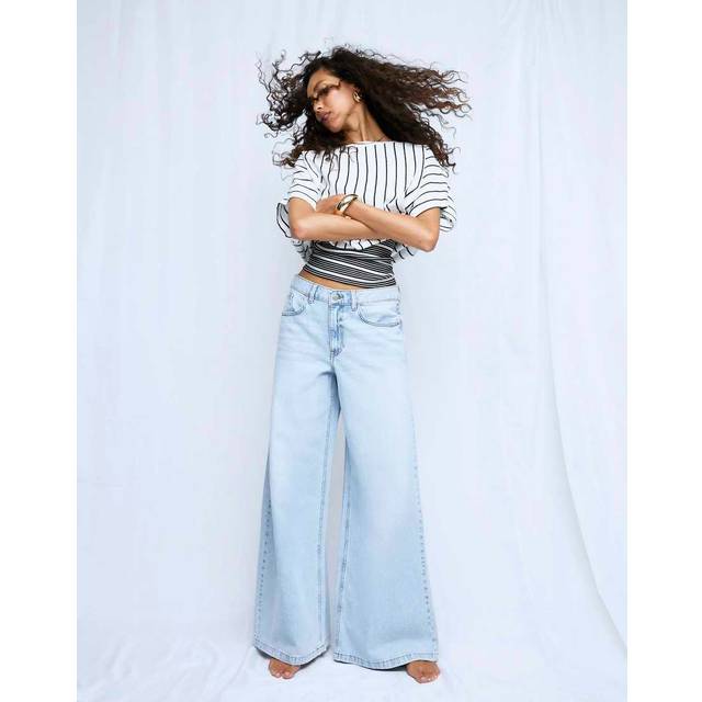 River Island Womens Blue Low Rise Baggy Wide Leg Jeans - 10S