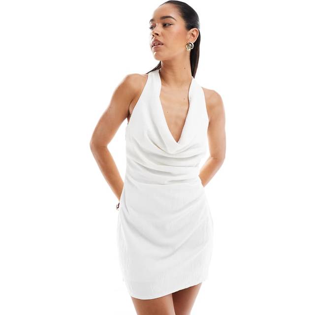 Stradivarius Short draped dress Ecru XS