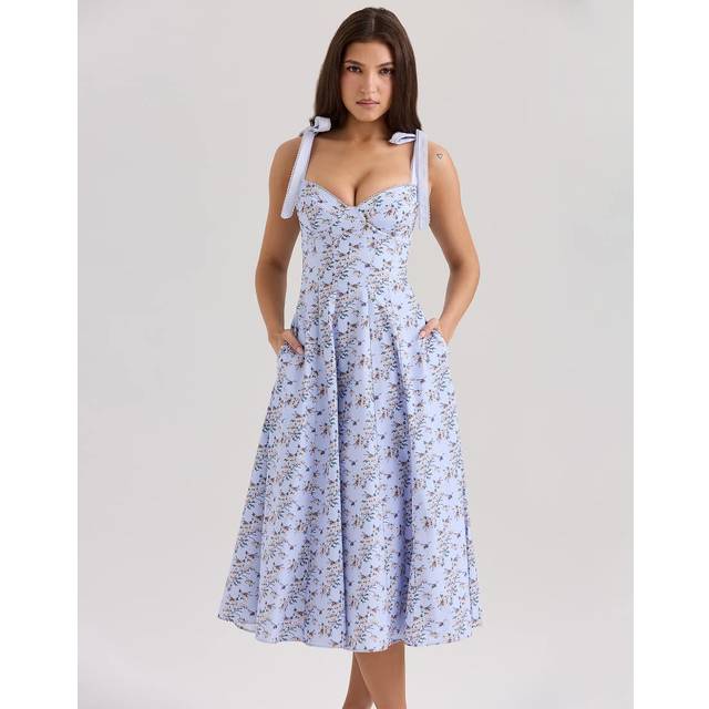 Womens House of CB Emely Floral-Print Stretch-Cotton Midi Dress