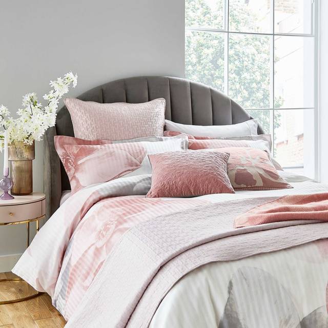'Photo Magnolia' Cotton Cover Set - Pink - Double